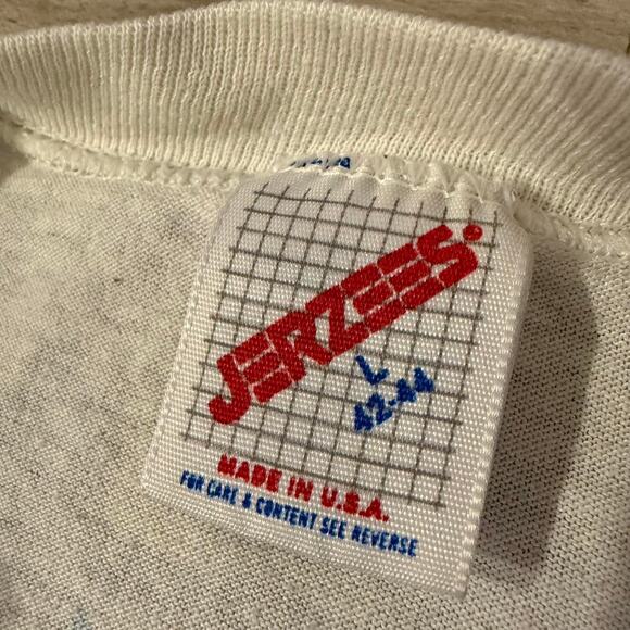 Vintage Genesis Band Tee - L Jerzees T-Shirt- White 80s Tour Shirt - Picture 4 of 8